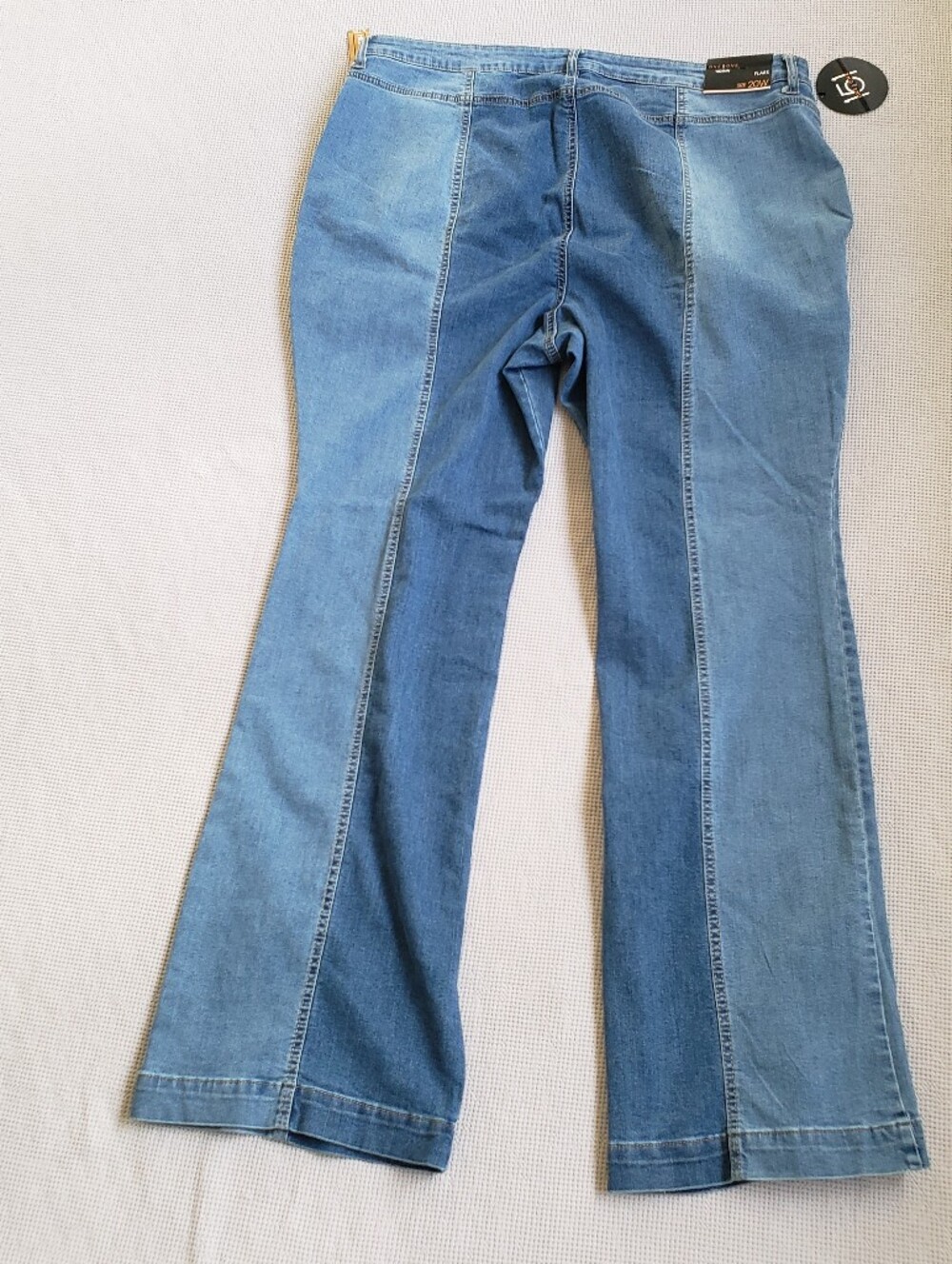 one 5 one Two-Tone Blue Patchwork Flare Jeans 20W Long - Picture 11 of 12